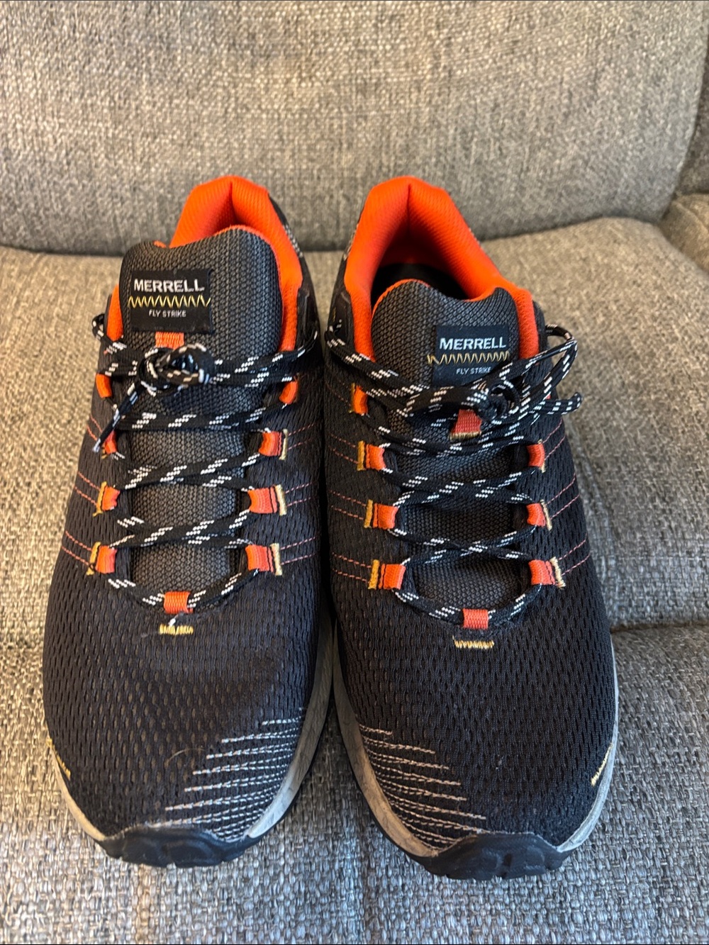 New Merrell Men’s Black Athletic Sneakers with Orange Lining